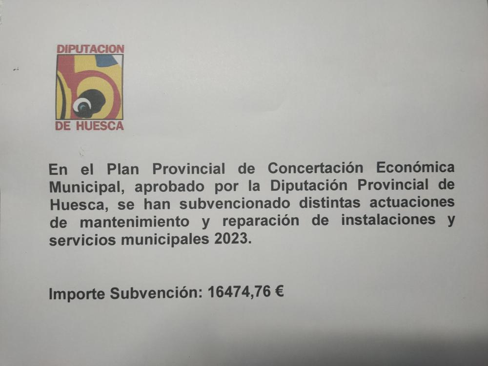 Imagen Subvencionadas por la Diputación Provincial de Huesca actuaciones de mantenimiento y reparación de instalaciones y servicios municipales 2023